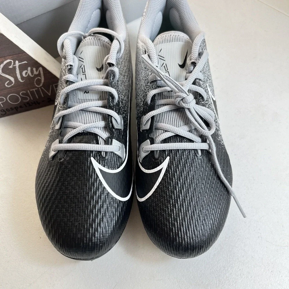 Nike Vapor Edge Speed 360 2 Metallic Silver Black Men Size 7.5 Football‎ Cleats